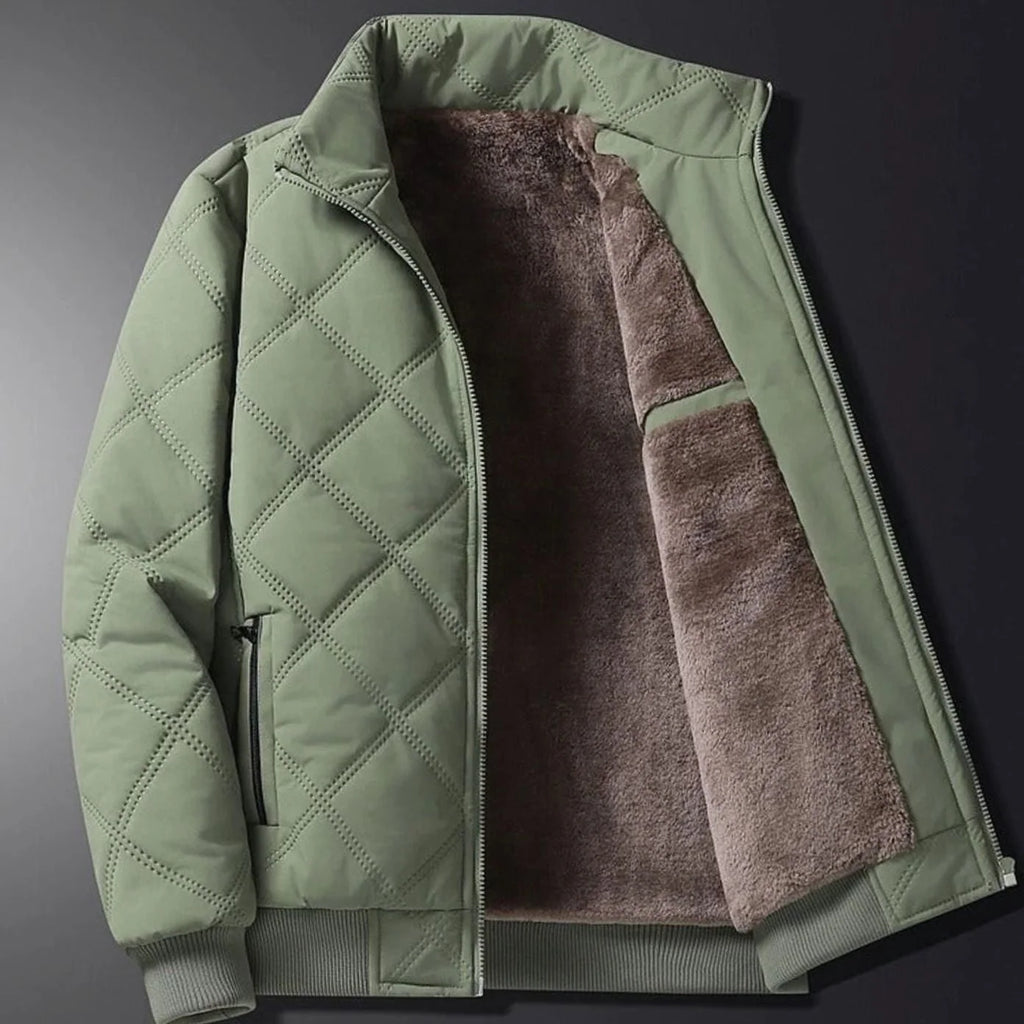 Men's Winter Jacket | Quilted Windproof Shell & Plush Fleece Lining