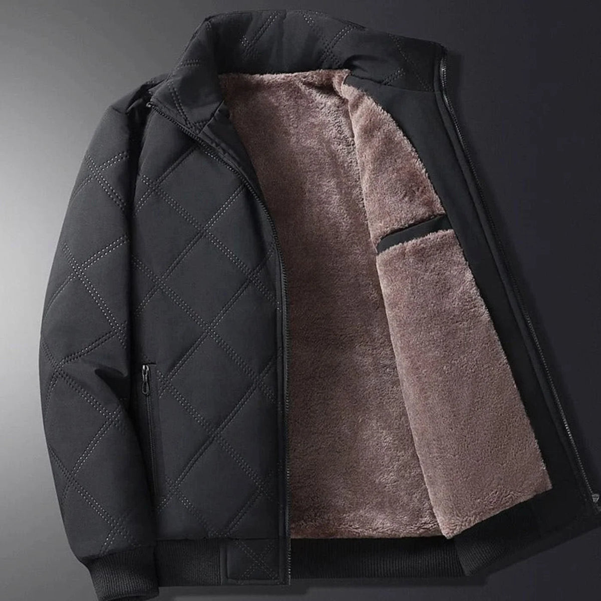 Men’s Winter Jacket | Quilted Windproof Shell & Plush Fleece Lining