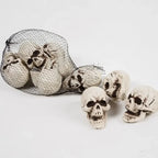 Mini Skull Decorations | White Finish & Compact Tabletop Size | Set of 10