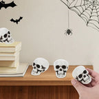 Mini Skull Decorations | White Finish & Compact Tabletop Size | Set of 10