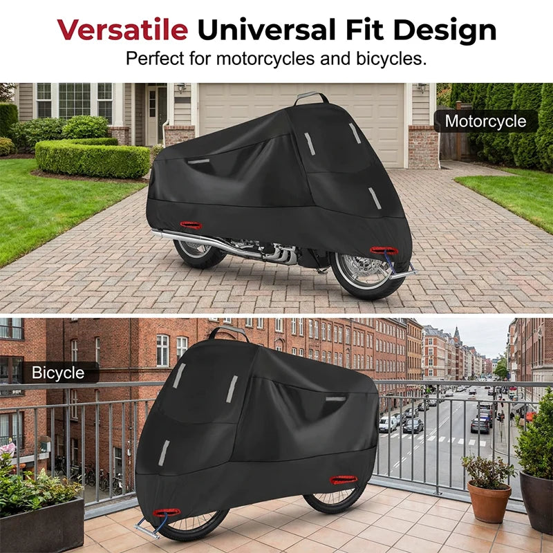 Motorcycle Cover | Weather-Resistant Oxford Fabric & Reflective Strips | Sizes M–4XL