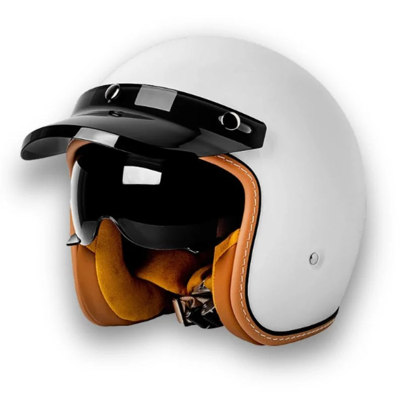 Motorcycle Helmet | DOT & ECE Certified Retro | Dual Visors & Brim