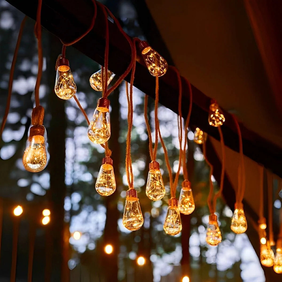 Outdoor String Lights | Solar-Powered Warm White LED | IP55 Waterproof