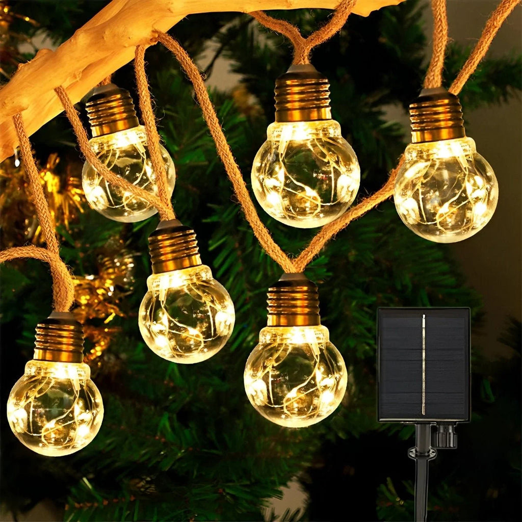 Outdoor String Lights | Solar-Powered Warm White LED | IP55 Waterproof
