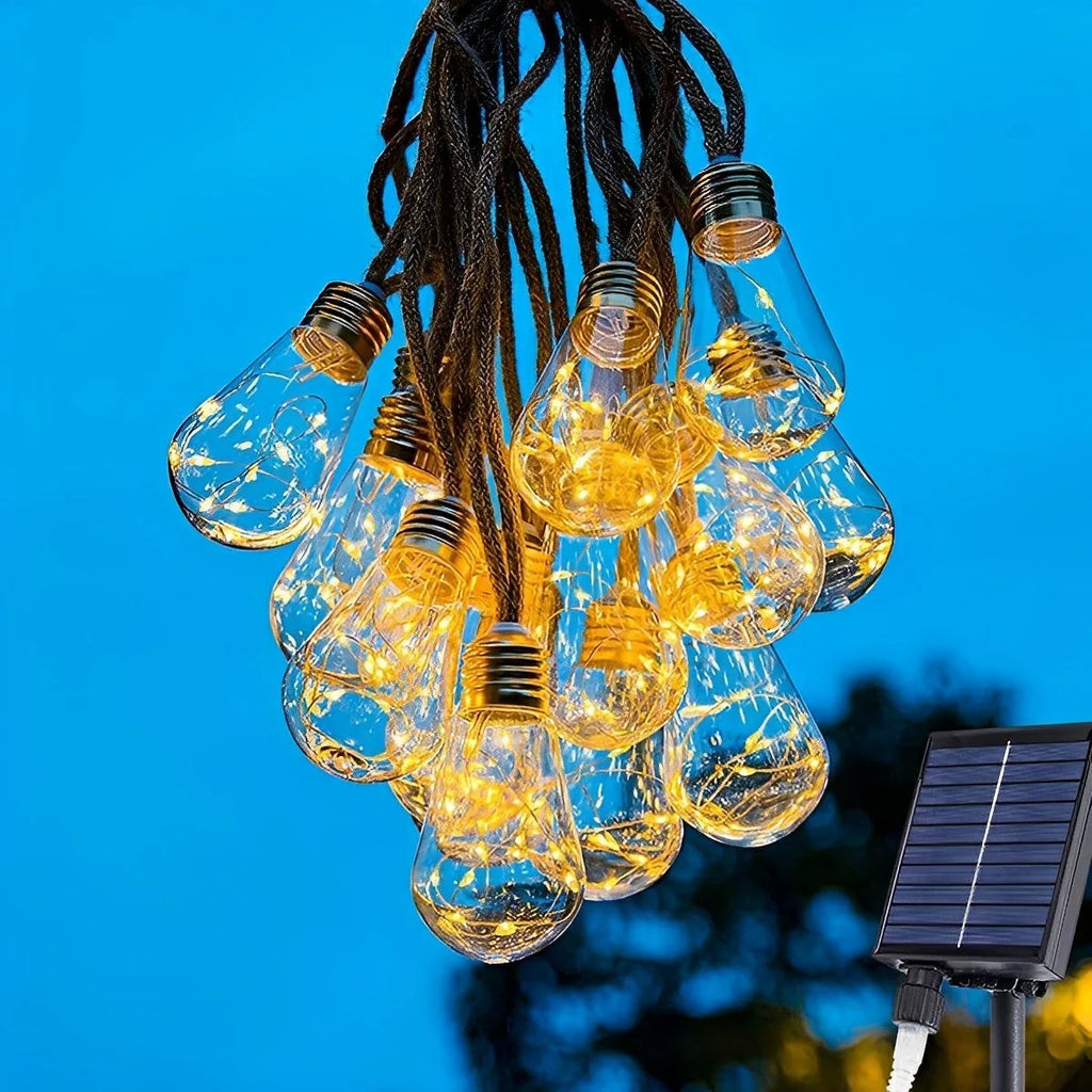 Outdoor String Lights | Solar-Powered Warm White LED | IP55 Waterproof