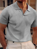 Polo Shirt | Short-Sleeve V-Neck & Waffle Texture | Men's
