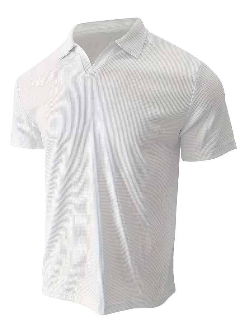Polo Shirt | Short-Sleeve V-Neck & Waffle Texture | Men's