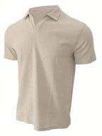 Polo Shirt | Short-Sleeve V-Neck & Waffle Texture | Men's
