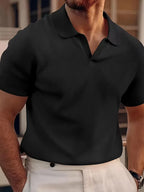 Polo Shirt | Short-Sleeve V-Neck & Waffle Texture | Men's