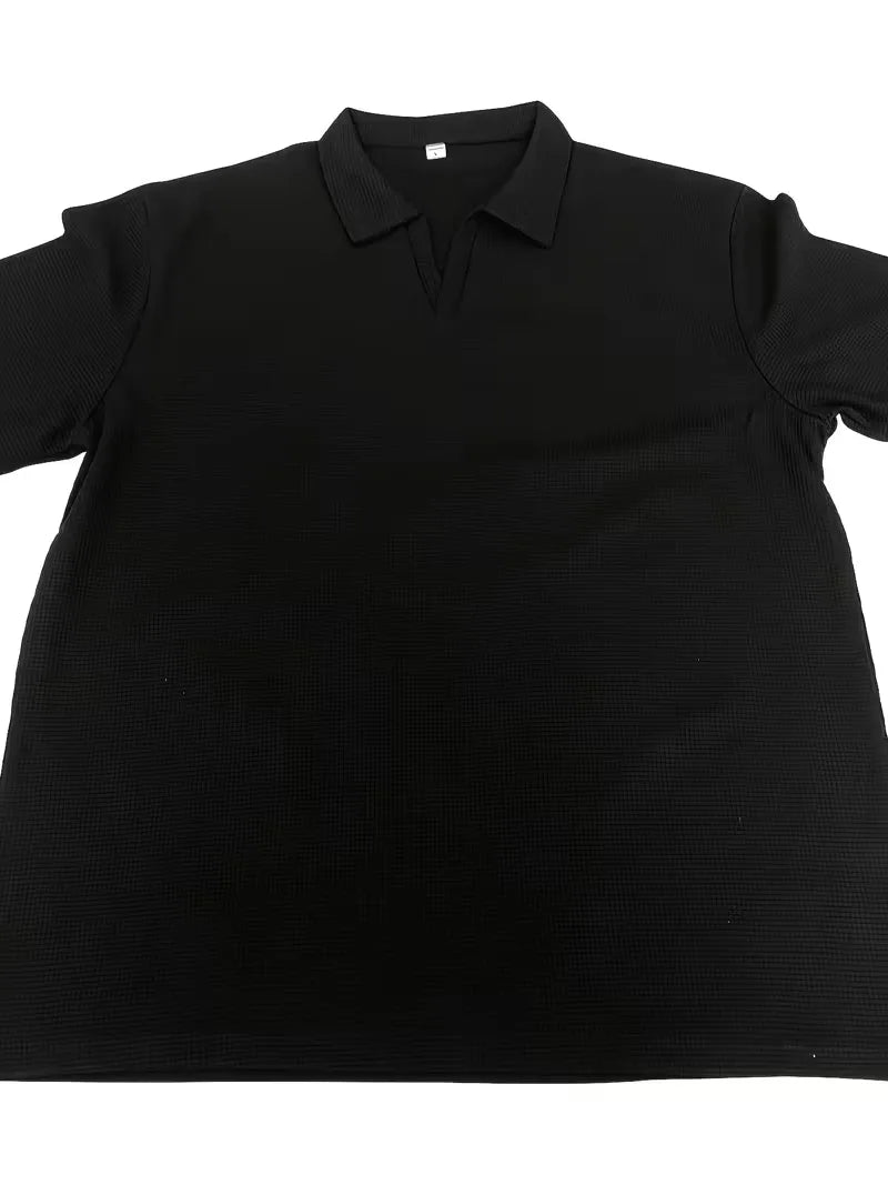 Polo Shirt | Short-Sleeve V-Neck & Waffle Texture | Men's