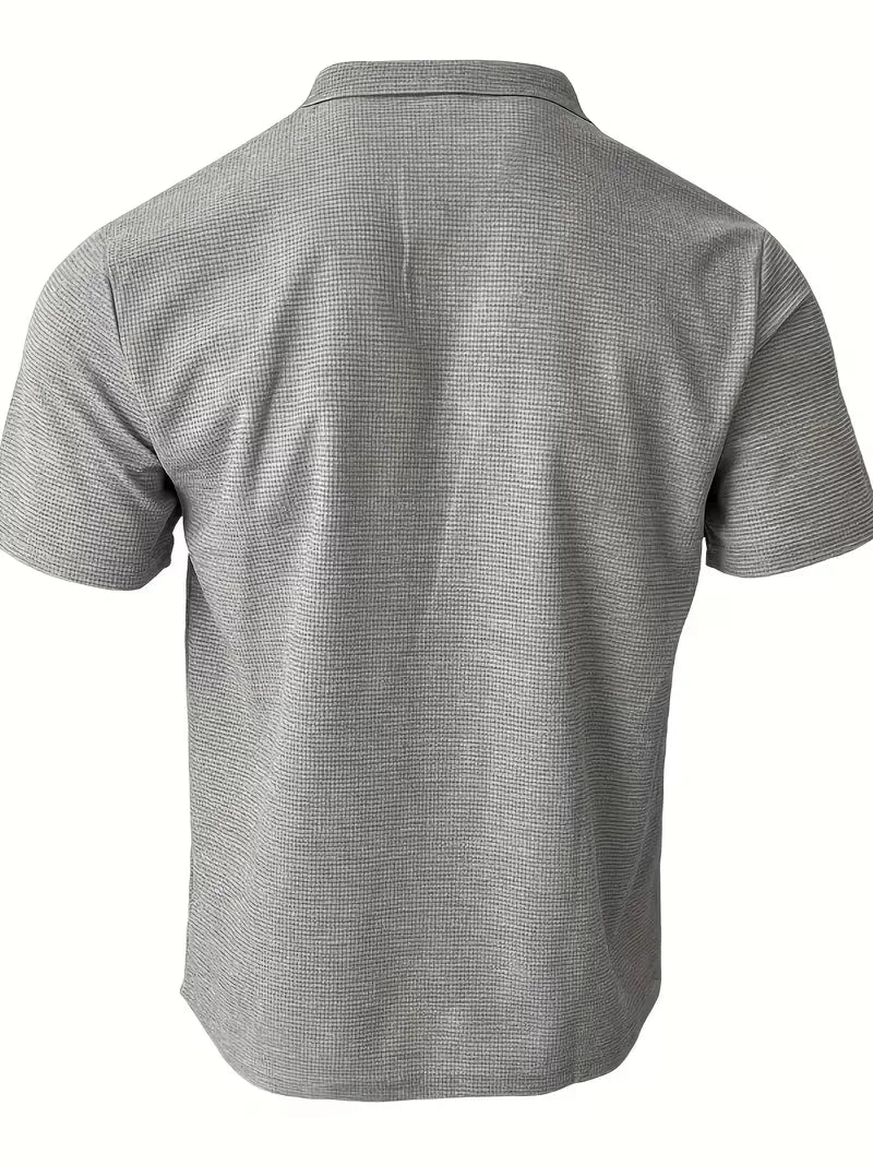 Polo Shirt | Short-Sleeve V-Neck & Waffle Texture | Men's