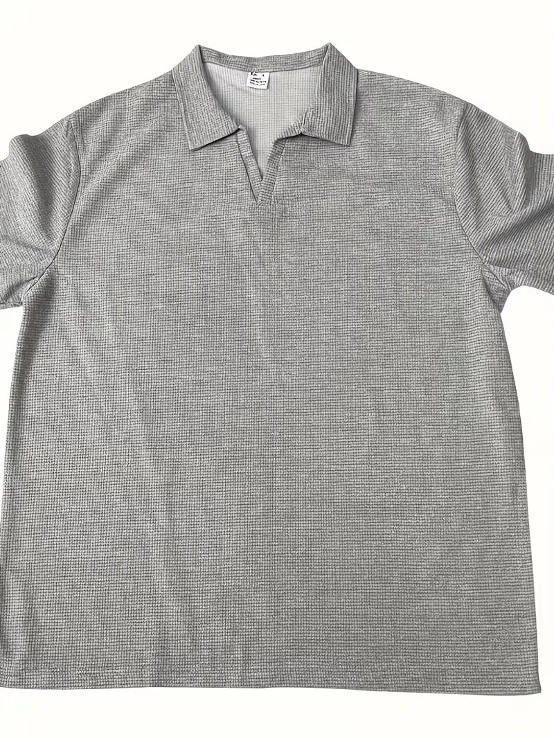 Polo Shirt | Short-Sleeve V-Neck & Waffle Texture | Men's