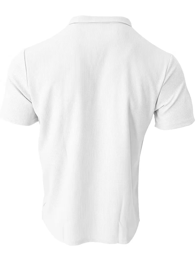 Polo Shirt | Short-Sleeve V-Neck & Waffle Texture | Men's