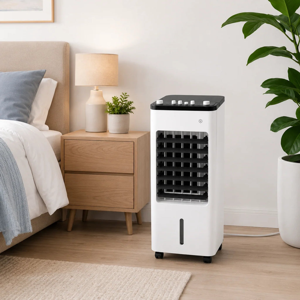 Portable Evaporative Air Cooler | 3-in-1 Fan & Humidifier | Caster Wheels