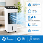 Portable Evaporative Air Cooler | 3-in-1 Fan & Humidifier | Caster Wheels