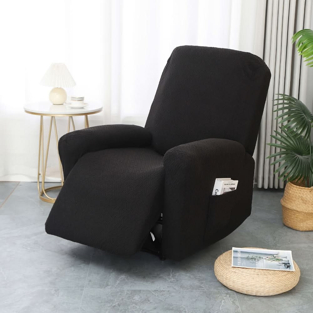 Recliner Chair Cover | Stretch Fit & Side Pocket | 4-Piece Set