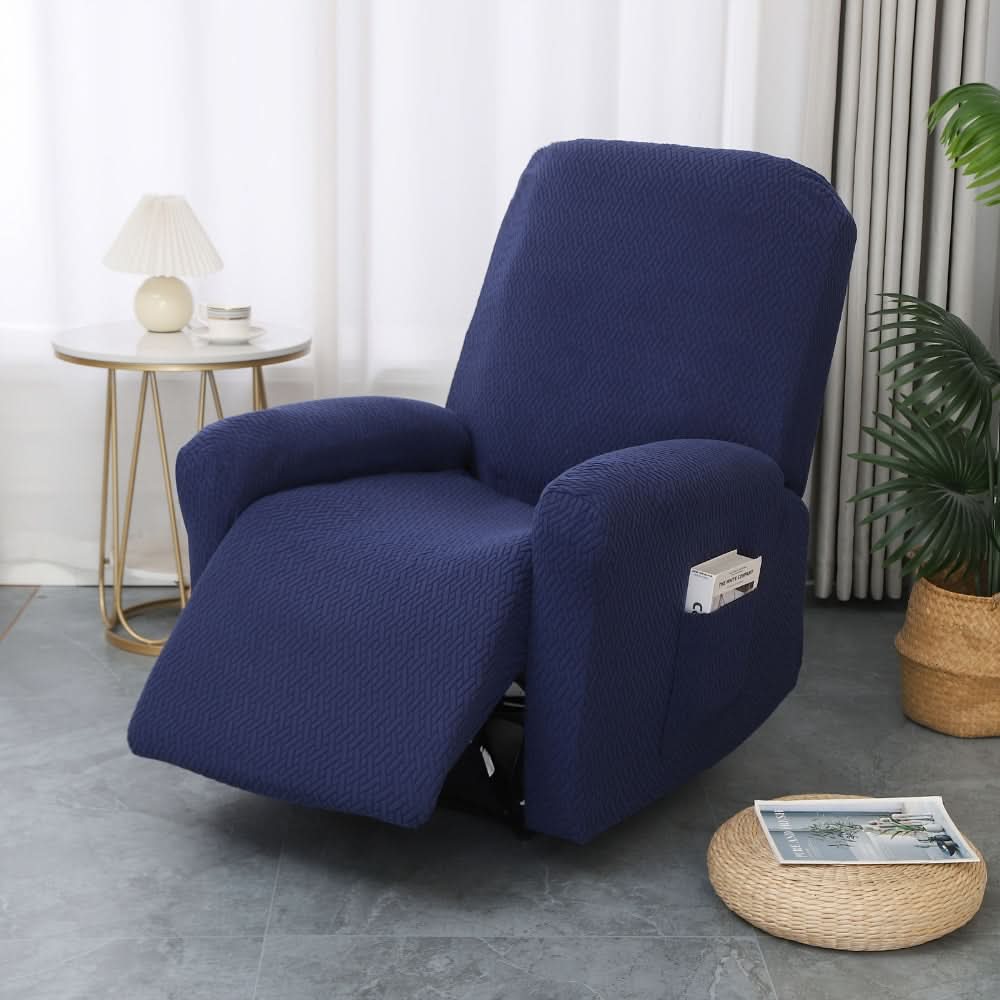 Recliner Chair Cover | Stretch Fit & Side Pocket | 4-Piece Set