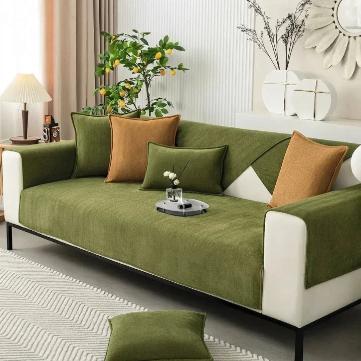 Sofa Cover | Chenille Herringbone & Non-Slip | For Straight Sofas & Armchairs