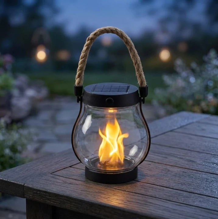Solar Lantern | Realistic Flicker & USB-C Rechargeable