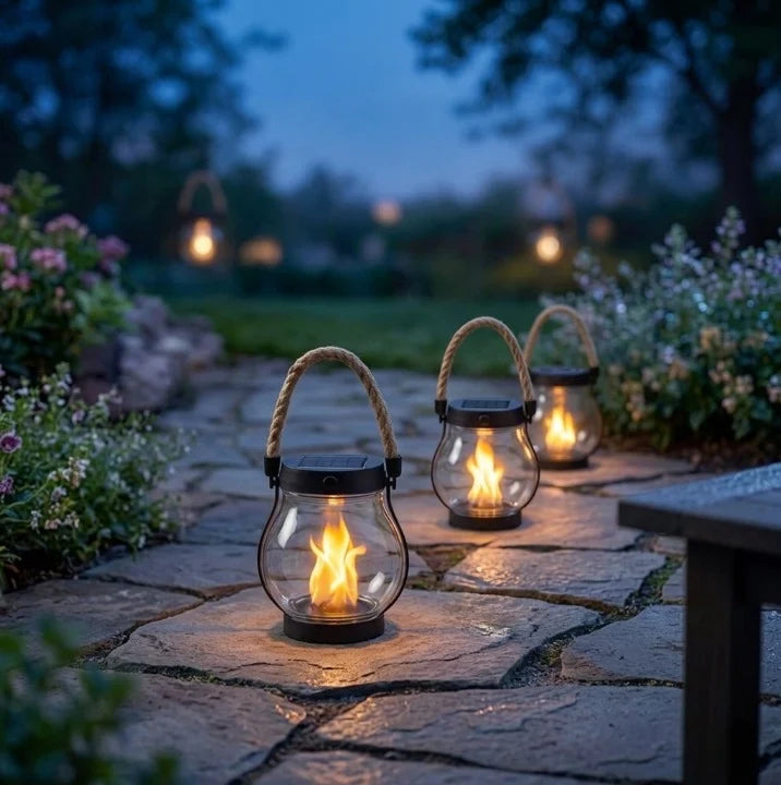 Solar Lantern | Realistic Flicker & USB-C Rechargeable