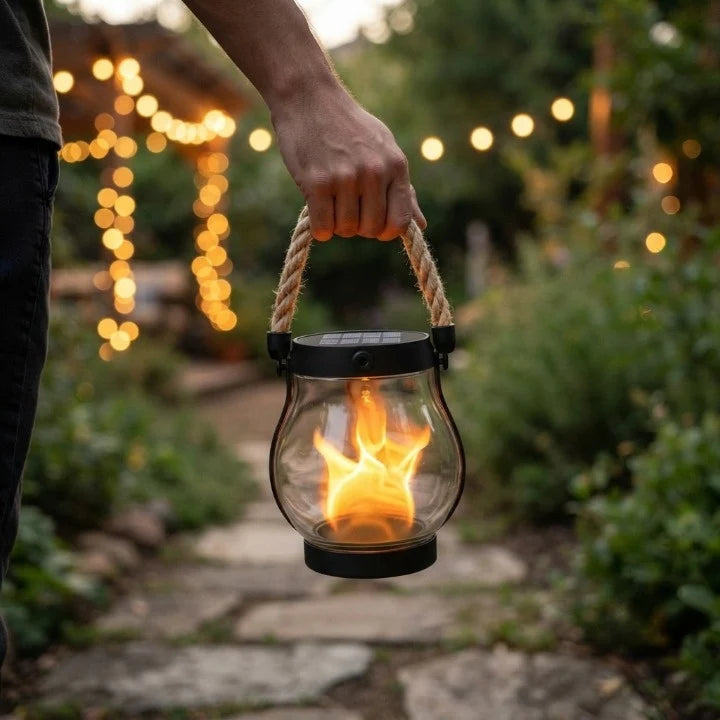 Solar Lantern | Realistic Flicker & USB-C Rechargeable