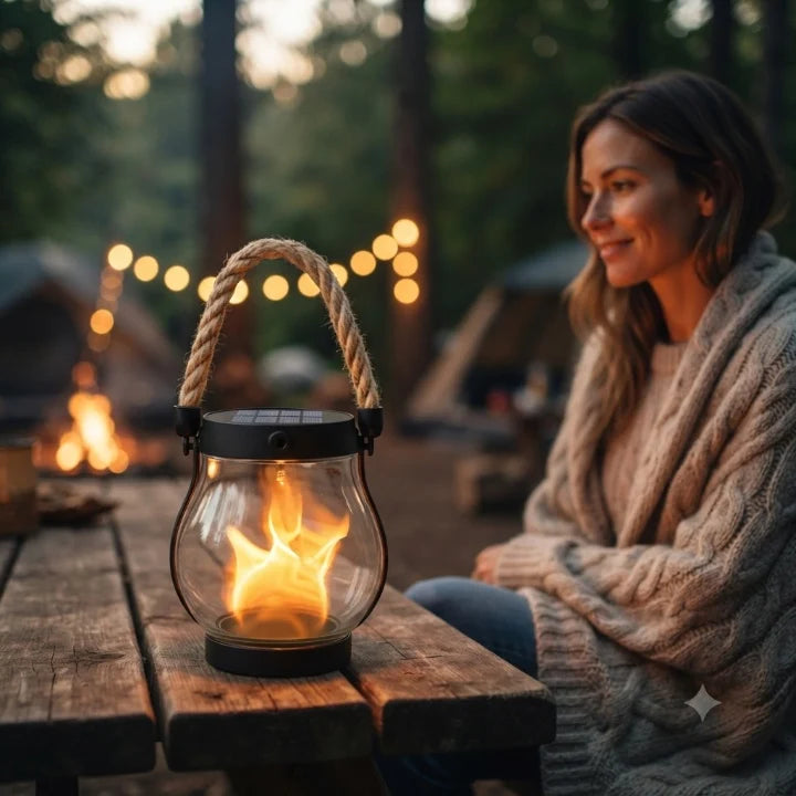 Solar Lantern | Realistic Flicker & USB-C Rechargeable