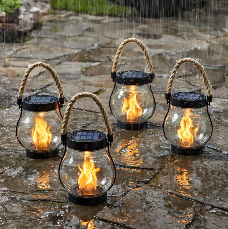 Solar Lantern | Realistic Flicker & USB-C Rechargeable