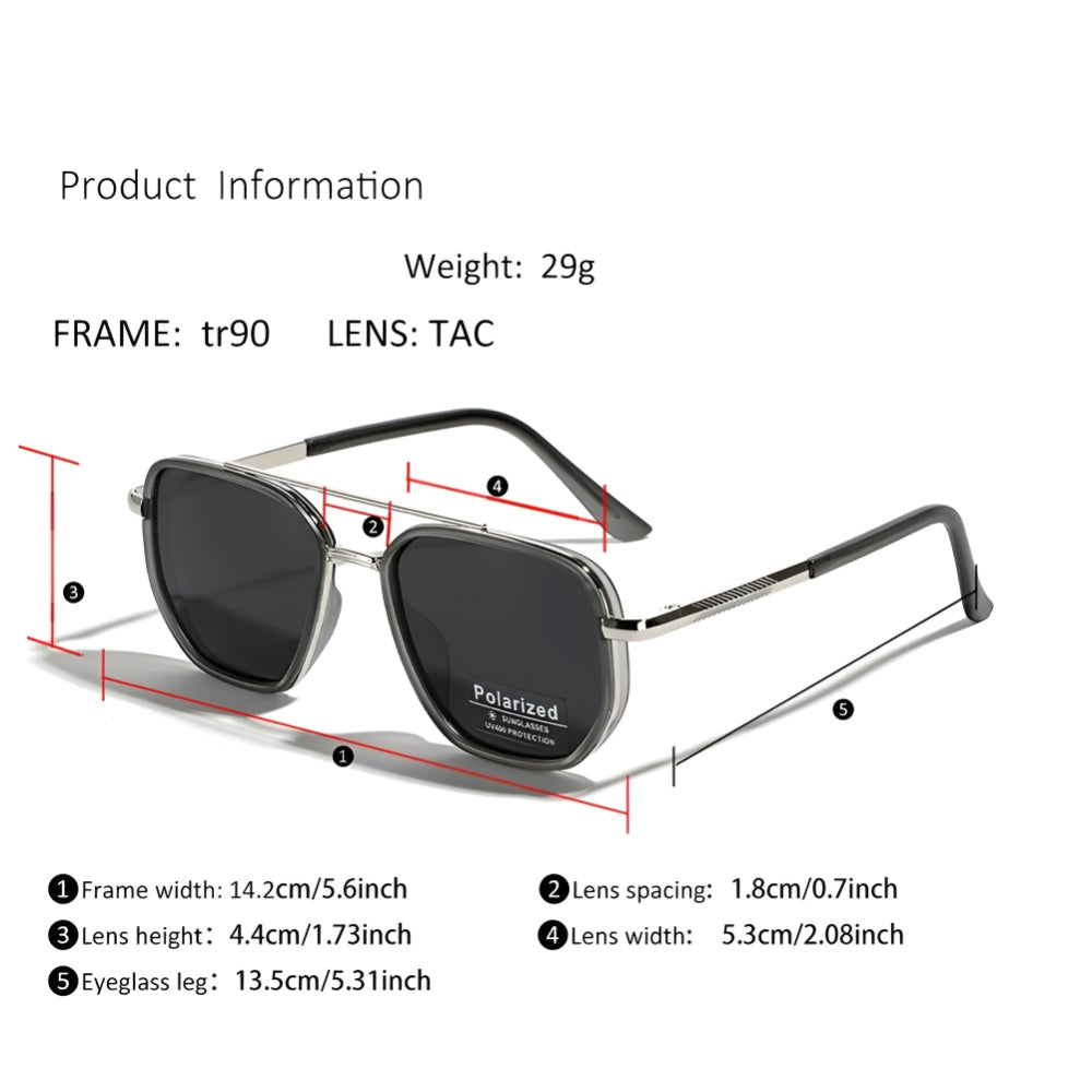 Sunglasses | Polarized UV400 Protection | Retro Square Style