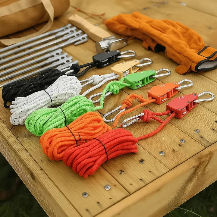 Tent Guyline | Pulley Tensioner & Reflective Thread | 4 m