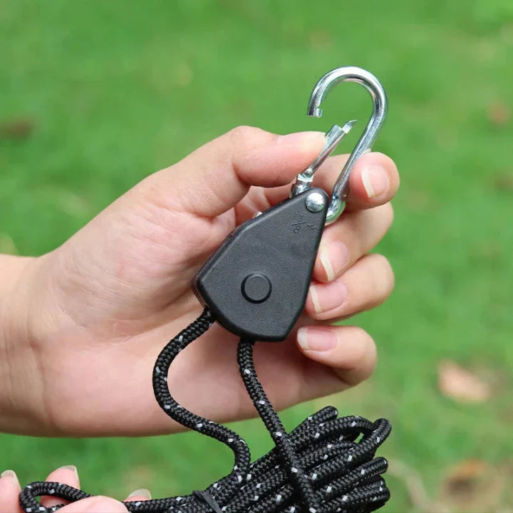 Tent Guyline | Pulley Tensioner & Reflective Thread | 4 m