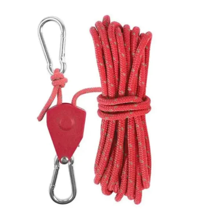 Tent Guyline | Pulley Tensioner & Reflective Thread | 4 m