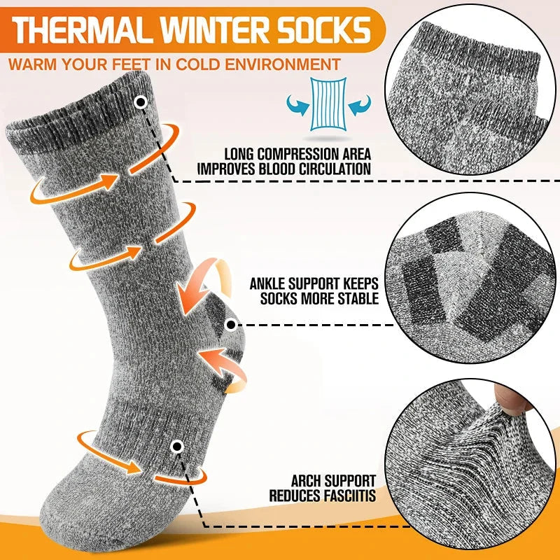 Thermal Socks | Extra-Thick Wool Blend & Heat-Insulating | Set of 3 Pairs