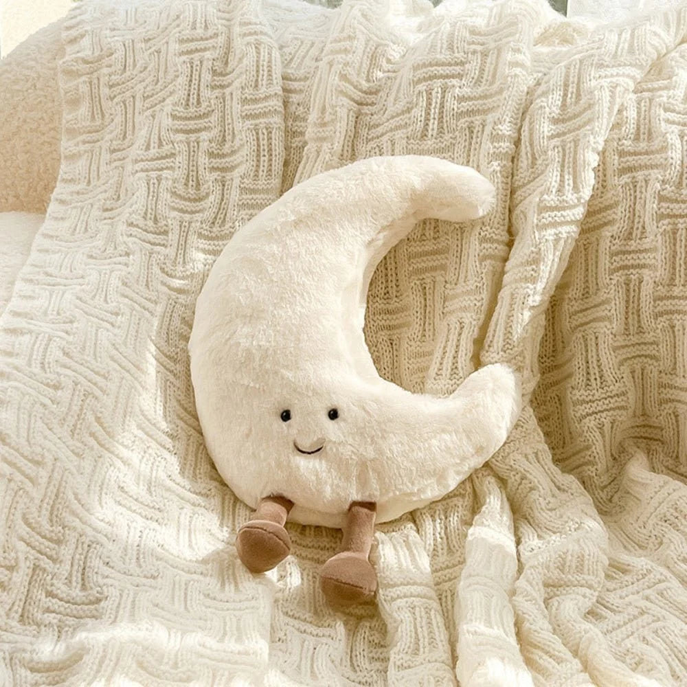 Throw Pillow | Soft Plush & Embroidered Face | Dangling Legs