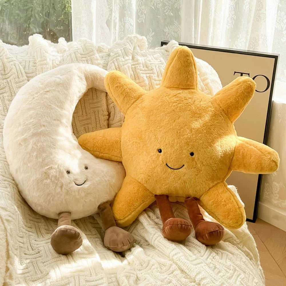 Throw Pillow | Soft Plush & Embroidered Face | Dangling Legs