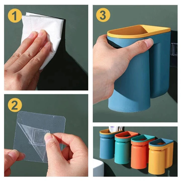 Toothbrush Wall Holder | No-Drill Self-Adhesive & Removable Cup