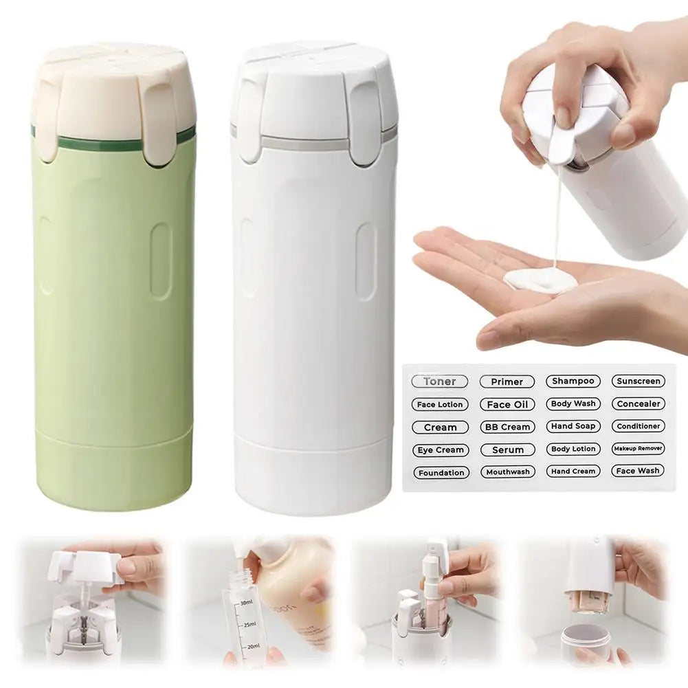 Travel Dispenser Bottle | 4-in-1 Refillable & Leakproof