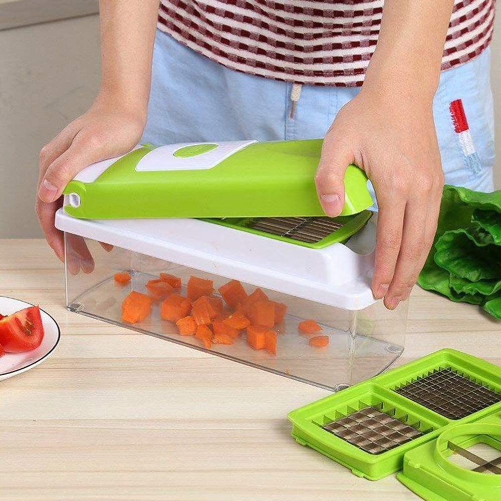 Vegetable Slicer | 12-in-1 Stainless Steel Blades & Hand Guard