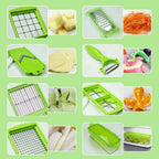 Vegetable Slicer | 12-in-1 Stainless Steel Blades & Hand Guard