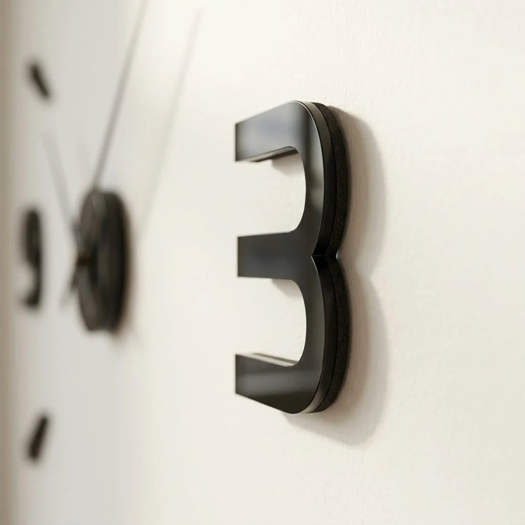 Wall Clock | Frameless 3D Design & Self-Adhesive Numerals | 40–120 cm