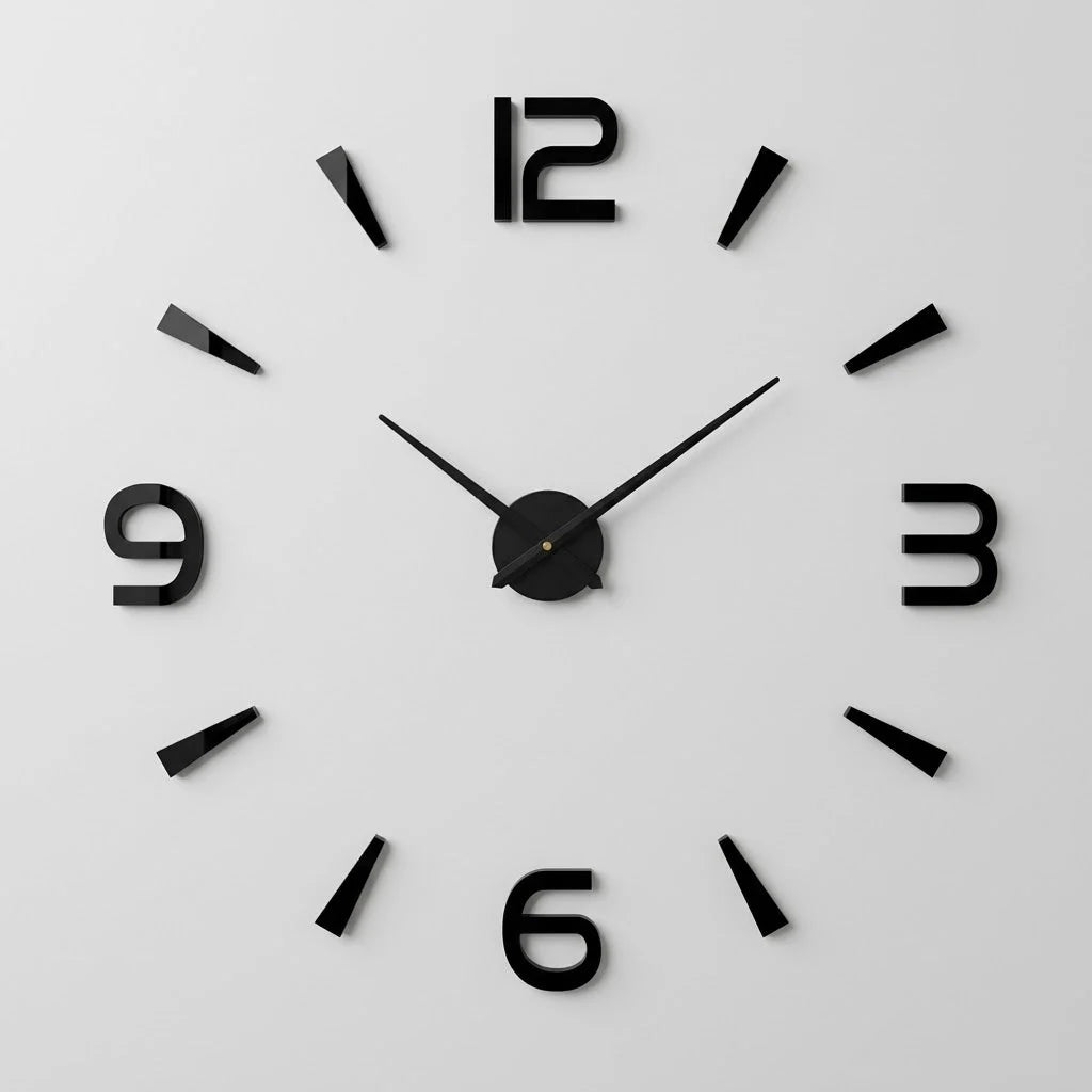 Wall Clock | Frameless 3D Design & Self-Adhesive Numerals | 40–120 cm