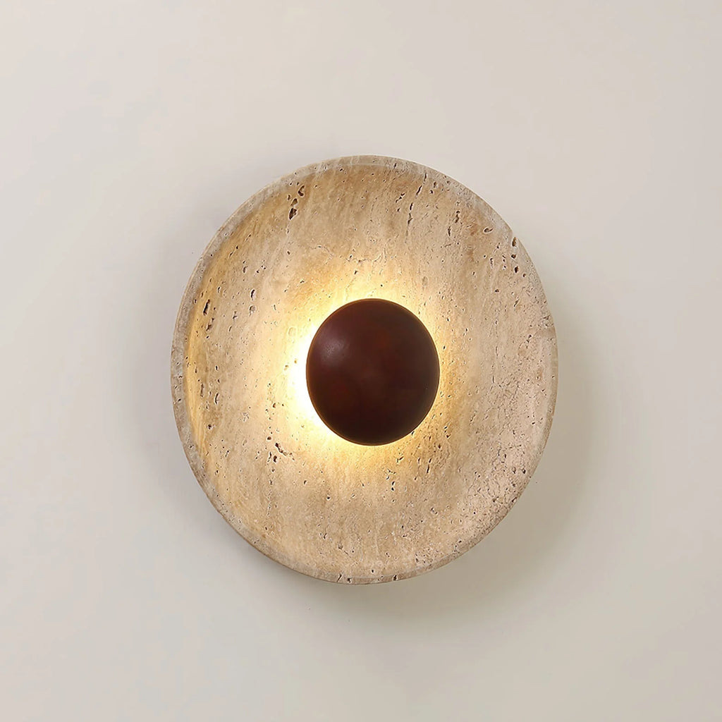 Wall Lamp with Travertine Disc