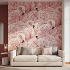 Wallpaper | Tropical Flamingo Design & Wipeable Vinyl | 10 m x 52 cm Roll