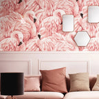Wallpaper | Tropical Flamingo Design & Wipeable Vinyl | 10 m x 52 cm Roll