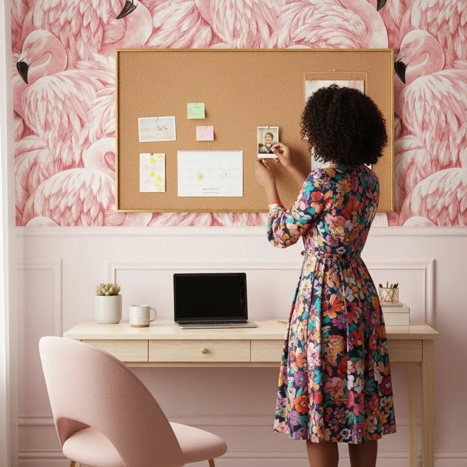 Wallpaper | Tropical Flamingo Design & Wipeable Vinyl | 10 m x 52 cm Roll