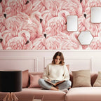 Wallpaper | Tropical Flamingo Design & Wipeable Vinyl | 10 m x 52 cm Roll