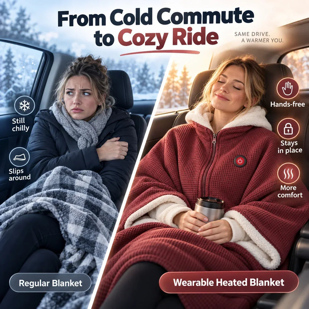 Wearable Heated Blanket | Hands-Free Design & Active Heating | 3 Heat Settings