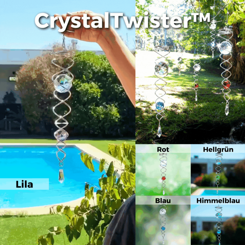 Wind Spinner Accessory | Rotating Stainless Steel Crystal Spiral | Weather-Resistant