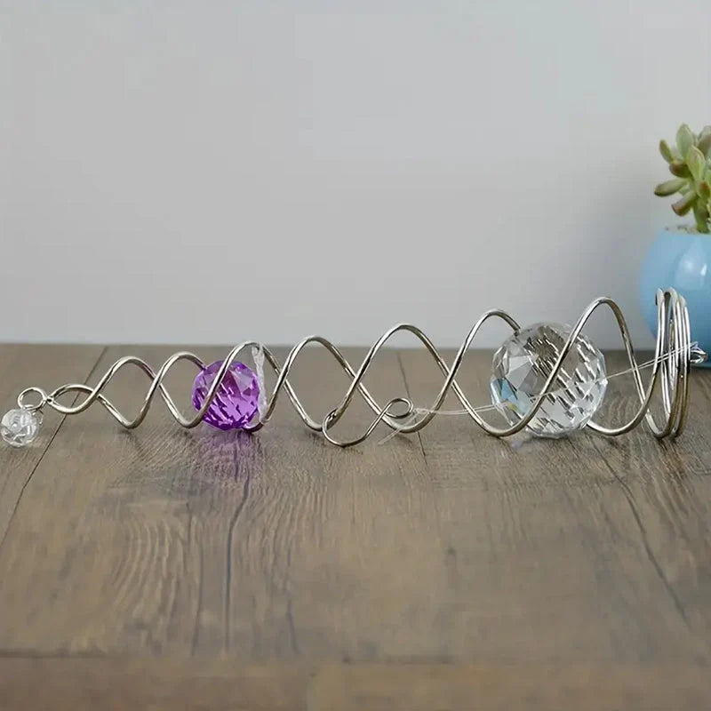 Wind Spinner Accessory | Rotating Stainless Steel Crystal Spiral | Weather-Resistant