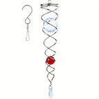Wind Spinner Accessory | Rotating Stainless Steel Crystal Spiral | Weather-Resistant