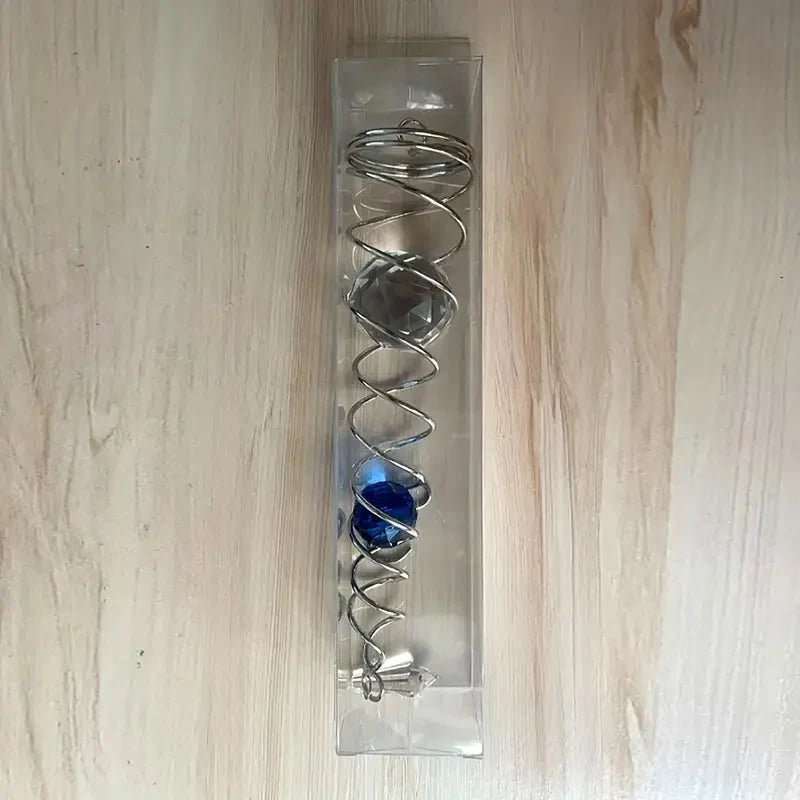 Wind Spinner Accessory | Rotating Stainless Steel Crystal Spiral | Weather-Resistant